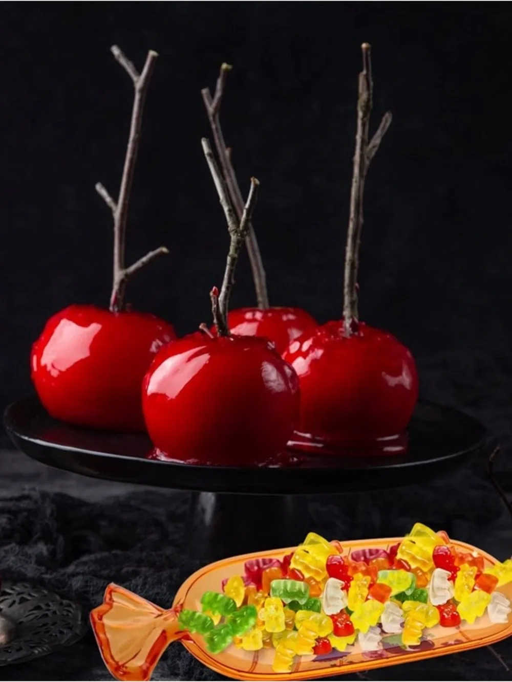 Halloween Candy-Shaped Serving Trays - Orange, Purple, Black by